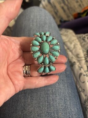 Turquoise Cluster Statement Bracelet - Women Jewelry